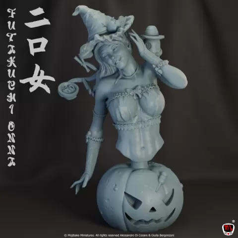 Futakuchi-Onna, Cute Japanese Yokai BUST| Halloween Girl by Mojibake Collectibles