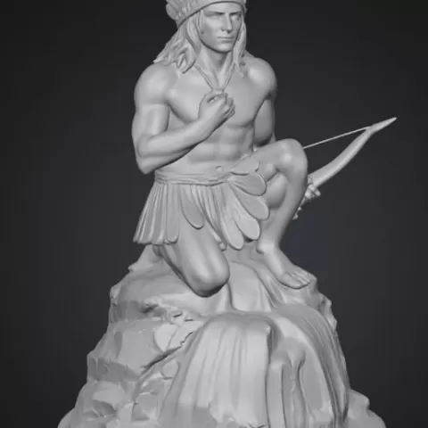Caboclo 7 Cachoeiras – Escultura espiritual tribal (STL para impresión 3D)