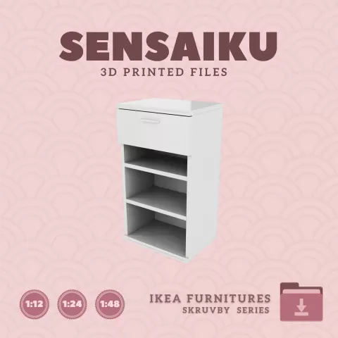 Miniature Replica SKRUVBY Bookcase 35 3_8 In for Miniature Dollhouse - IKEA - 3D Print Instant Downl