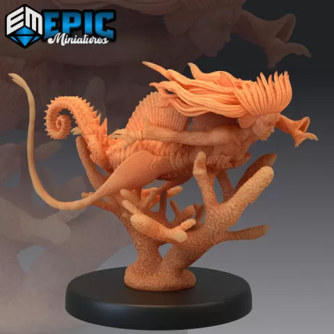 Seahorse Mermaid Swimming / Merfolk / Water Monster / Ocean Sea Encounter by Epic-Miniatures