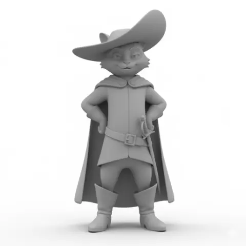 Bonus files available LINK IN BIO🔥3D model of Puss in Boots, full body, simple clean shape, matte gray, no texture, white background, centered, fully visible STL - 3D Print Model | High Detail | Easy Print | STL File | Instant Download
