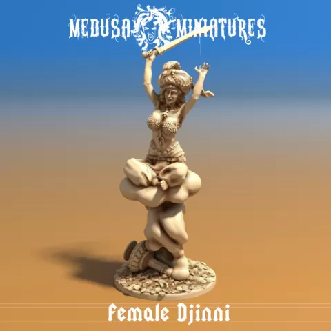 Female Djinni Sorceress / Genie with Lamp (pre-supported) by Medusa Miniatures