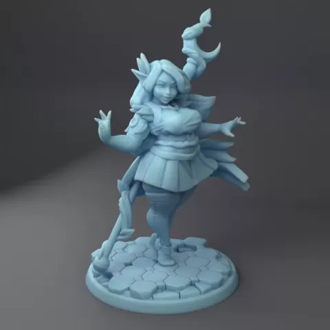 Sailor Selune, Wood Elf Magical Girl ( Female Elf Druid / Sorcerer / Sailor Moon Inspired ) by Twin Goddess Miniatures