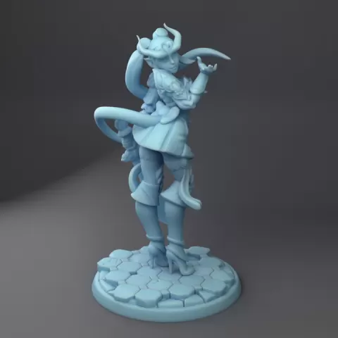 Sailor Glyth, Tiefling Magical Girl ( Female Tiefling Fighter / Bard / Sailor Moon Inspired ) by Twin Goddess Miniatures