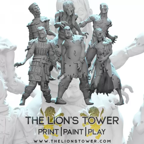 Zombies (Set of 6 x 32mm scale presupported miniatures by The Lion's Tower Adventurers Guild