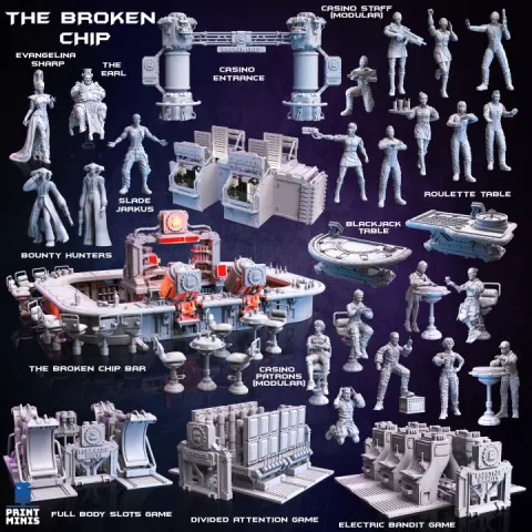 The Broken Chip Collection - drink away your troubles and gamble all your coins! by Print Minis