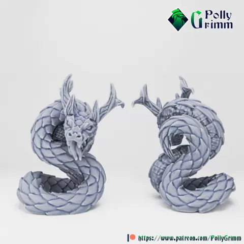 Tabletop fantasy miniature. Wild west set. Native American Uktena horned snake by PollyGrimm