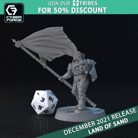 War Steward Joshua Rykenn - Land of Sand - Cyber Forge Miniatures December 2021 by Titan Forge Miniatures
