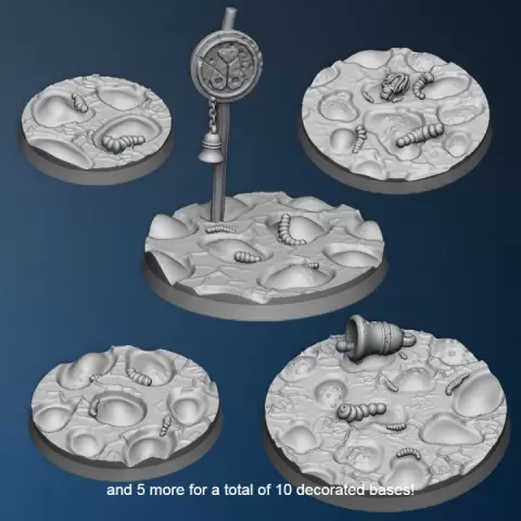 10 round Plague world bases by Feedmy3dprinter