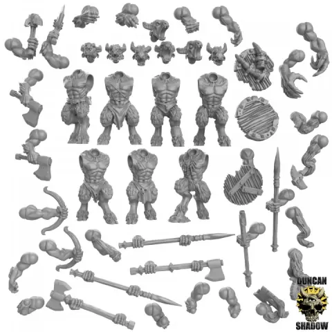 Beastmen Multipart Kit (pre supported) by Duncan Shadow