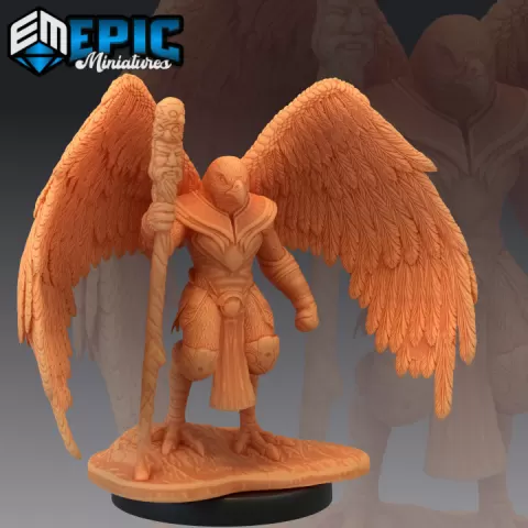 Bird Folk Falcon Mage / Flying Birdfolk Race / Classic Avian Humanoid by Epic-Miniatures