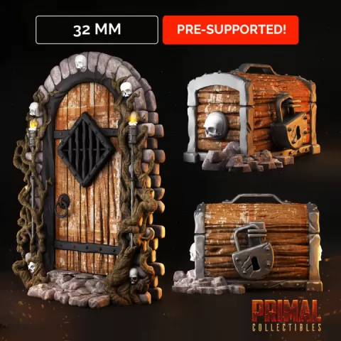Treasure Chest and Door - MASTERS OF DUNGEONS QUEST by PRIMAL Collectibles