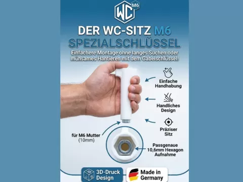 WC‑Sitz M6 Montage Tool Spezialschlüssel– 10mm Hex