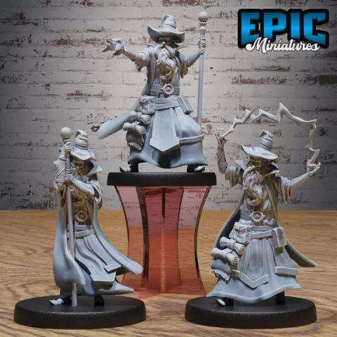 Old Wizard Set / Spellcaster Warrior / Human Magician / Sorcerer Army / Male Mage / Magic Power Encounter by Epic-Miniatures