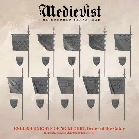 English knights of Agincourt, Order of the Garter / Heraldic pack by Medievist: Miniature & Games