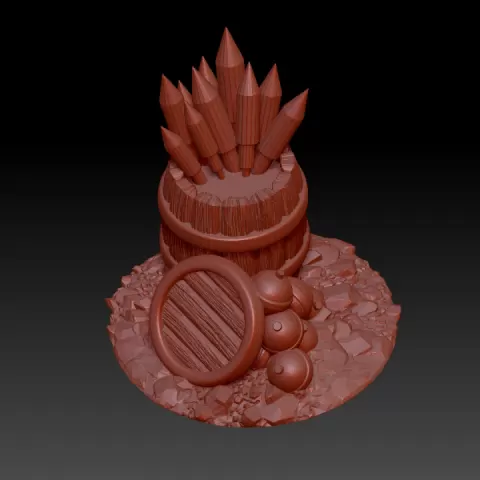 Fourth of July Barrel of Rockets and Stack of Bombs by Fantasy World Games