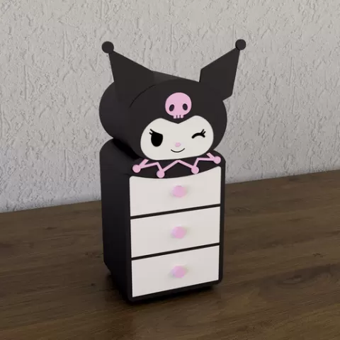 organizador cajonera 5 cajones kuromi fan art joyero multiusos multicolor stl obj