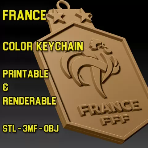 French Team Crest Keychain Color Printable and Renderable