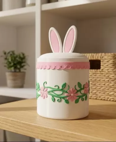 Bunny Ears Floral Storage Jar - Easter Decor