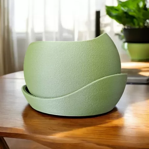 Shark Skin Plant Pot with Saucer – Fuzzy Skin Decor - Deltaprints