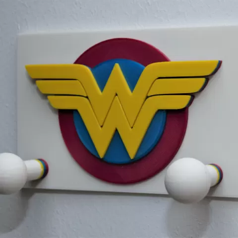 Clothes hook for kids with Wonder Woman logo by Damian Nowok