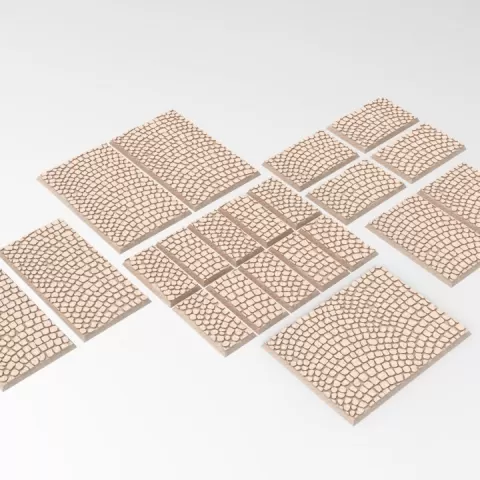 3D printable coblestone textured Square/Rectangular bases - trays for wargame by Proxywars