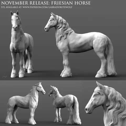 Friesian Horse - LabradoriteWolf