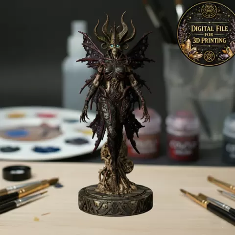 Undead Fairy Queen STL – Dark Gothic Necrotic Fae Miniature for 3D Printing