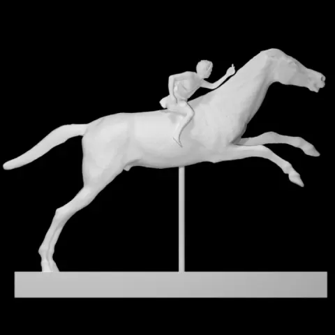 Bronze statue of a horse and young jockey by Scan The World