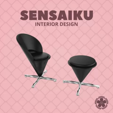 Miniature Replica 1:12 Verner Panton 01. Cone Chair & Stool for Miniature Dollhouse - Vitra - 3D Print Instant Download - Miniature Furniture Designer Series
