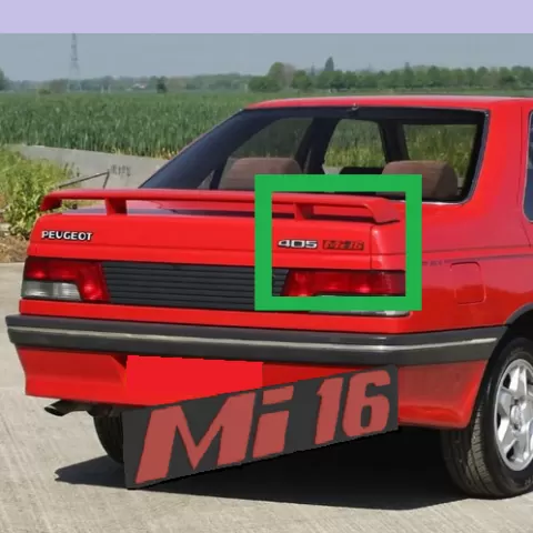 MI16 PHASE 1 PEUGEOT 405 REAR EMBLEM ANAGRAM LOGO BADGE (REAL MEASUREMENTS)
