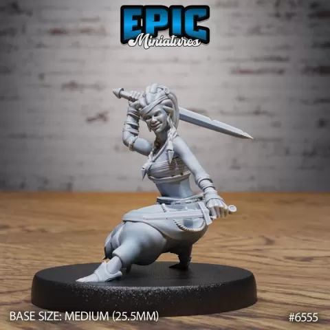 Pirate Island Girl Kneel / Corsair Army / Water Bandit / Robber Ship Master / Sea Creature / Underwater Warrior / Ocean Raider Encounter by Epic-Miniatures