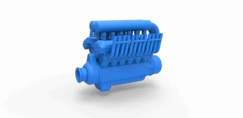 V12 engine for pulling tractor Scale 1:25 - 3DTechDesign