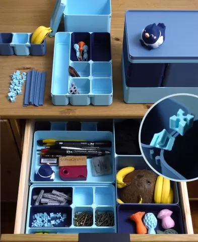 BOXY : Modular, stackable boxes and drawer organizer