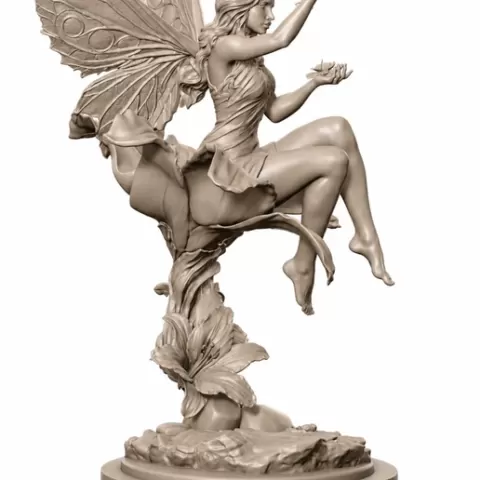 Fairy Girl STL - Fantasy Female Sculpture for 3D Printing