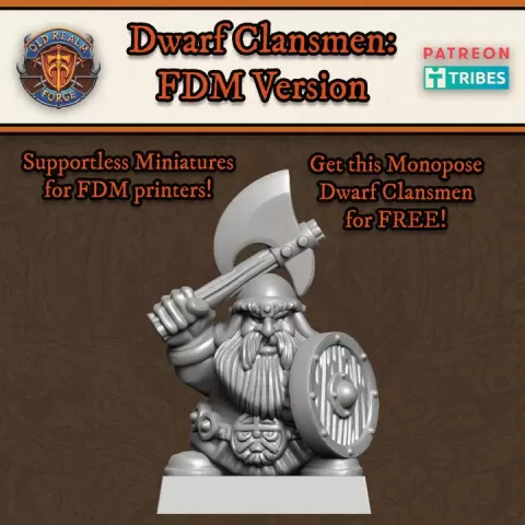 FREE FDM DWARF CLANSMEN - SUPPORTLESS by Old Realm Forge