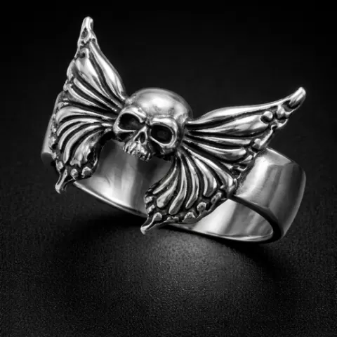 Winged Skull Biker Ring