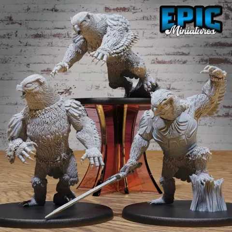 Fabled Owl Bear Set / Owlbear Creature / Forest Beast / Woodland Predator / Mythical Nature Monster / Fantasy Guard Spawn / Wild Animal Encounter by Epic-Miniatures