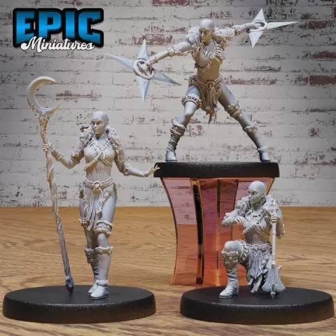 Moon Cultist Set / Ancient Forest Spirit / Woodland Cult Warrior / Mythical Female Creature / Humanoid Nature Guard / Female Plant Spawn by Epic-Miniatures