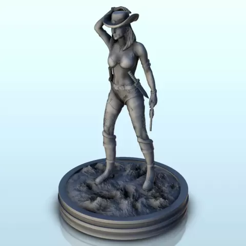 Woman with knives and revolver (19) - Old West Figure mini - Hartolia Miniatures