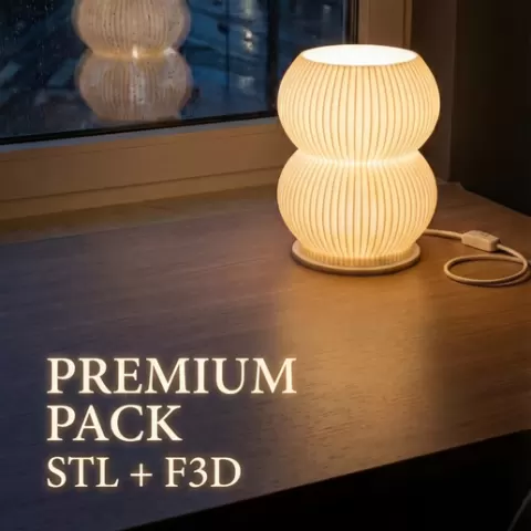 Organic Ribbed Pedestal Lamp | STL + F3D Customizable | Sculptural Minimalist White Design for Contemporary Spaces