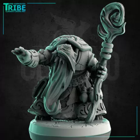 (0231) Male turtle tortle folk summoner wizard druid with a magic club by Claudio Casini Art