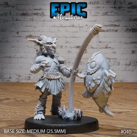 Classic Goblin Fisherman / Male Goblinoid / Evil Ogre / Green Skin Army Soldier / Siege Servant by Epic-Miniatures