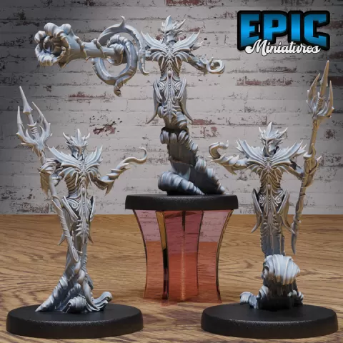 Water Myrmidon Set / Aqua Elemental / Humanoid Creature / Wave Shaper / Ocean Warrior / Shoal Reaver / Marid Beast / Sea Monster Encounter by Epic-Miniatures