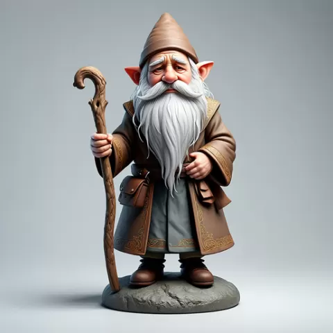 3403 Fairy Tale Gnome - Color Full-Body Figurine on Base, magic, dragon, serpent, wood, gnome, gorgon, warrior, wild, fox, monster, cat, fair, witch, werewolf, horror, beast, snake, troll, skeleton dance, STL