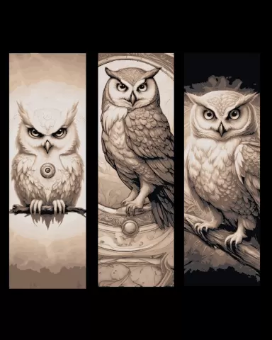 Sketches of the night watchmen - the mysterious Owl - set of bookmarks