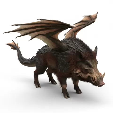 Dragon-boar grounded stance, dinosaur, dino, prehistoric, jurassic, fossil, reptile, creature, monster, fantasy, dragon, beast