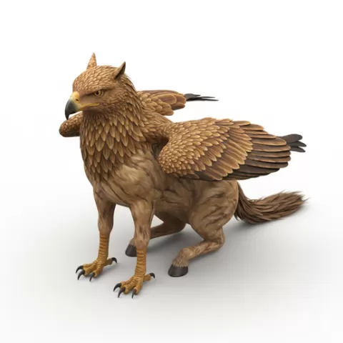 Hippogriff perched calm, dinosaur, dino, prehistoric, jurassic, fossil, reptile, creature, monster, fantasy, dragon, beast