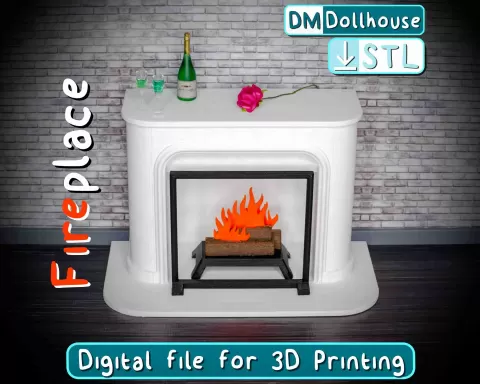 Modern Fireplace in 1:12 scale - dollhouse furniture - DMDollhouse
