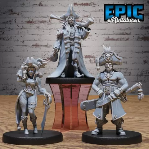 Pirates Crew Set B / Corsair Army / Water Bandit / Robber Ship Master / Sea Creature / Underwater Warrior / Ocean Raider Encounter by Epic-Miniatures